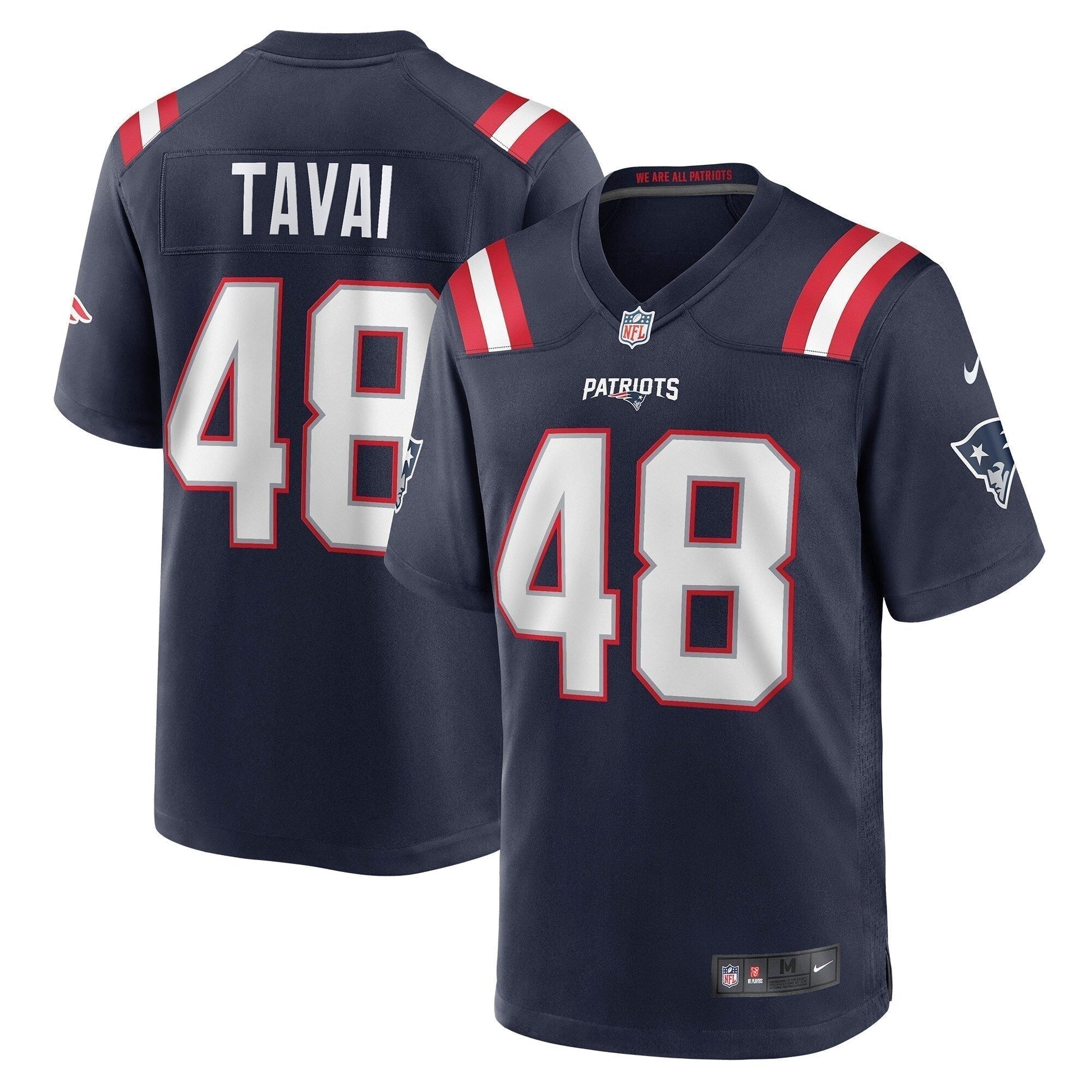 Jahlani Tavai New England Patriots Game Jersey - Navy football jersey product view 1