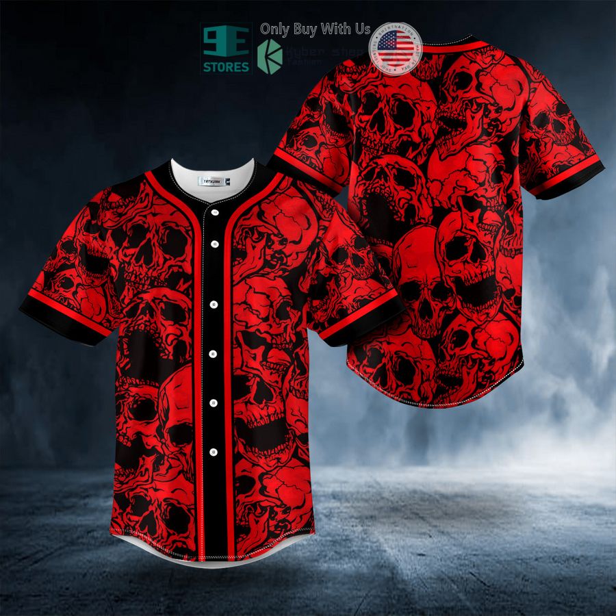 BEST Black Red Scary Skull Baseball Shirt Unisex T-shirt, Sweatshirt, Hoodie, Long Sleeve Tee - T-Shirt, Sweatshirt, Hoodie
