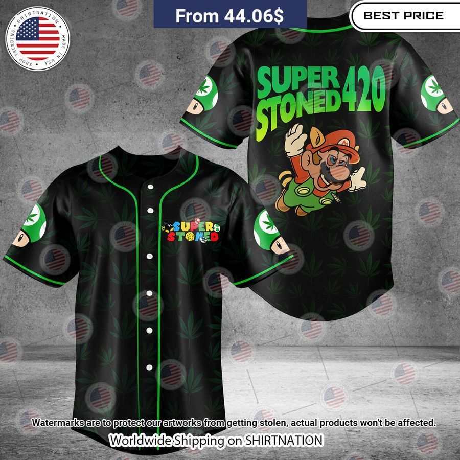 Black Super Stoned Cannabis Baseball Jersey Unisex T-shirt, Sweatshirt, Hoodie, Long Sleeve Tee - T-Shirt, Sweatshirt, Hoodie
