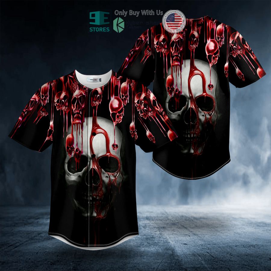 BEST Blooding Skull Baseball Jersey Unisex T-shirt, Sweatshirt, Hoodie, Long Sleeve Tee - T-Shirt, Sweatshirt, Hoodie