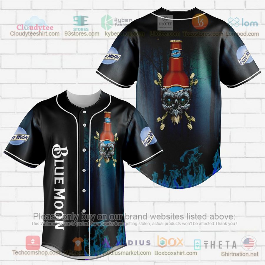 HOT Blue Moon skull head Baseball Jersey Shirt Unisex T-shirt, Sweatshirt, Hoodie, Long Sleeve Tee - T-Shirt, Sweatshirt, Hoodie
