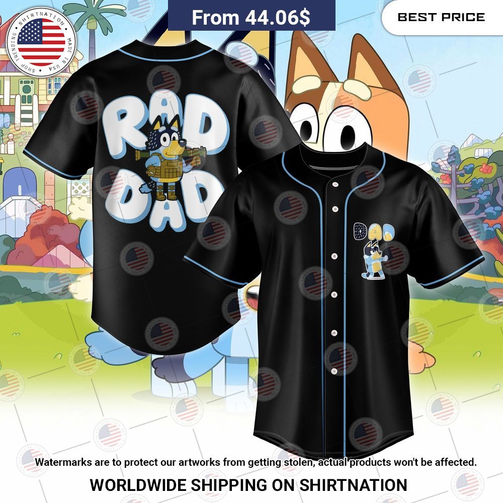 BEST Bluey Rad Dad Baseball Jerseys Unisex T-shirt, Sweatshirt, Hoodie, Long Sleeve Tee - T-Shirt, Sweatshirt, Hoodie
