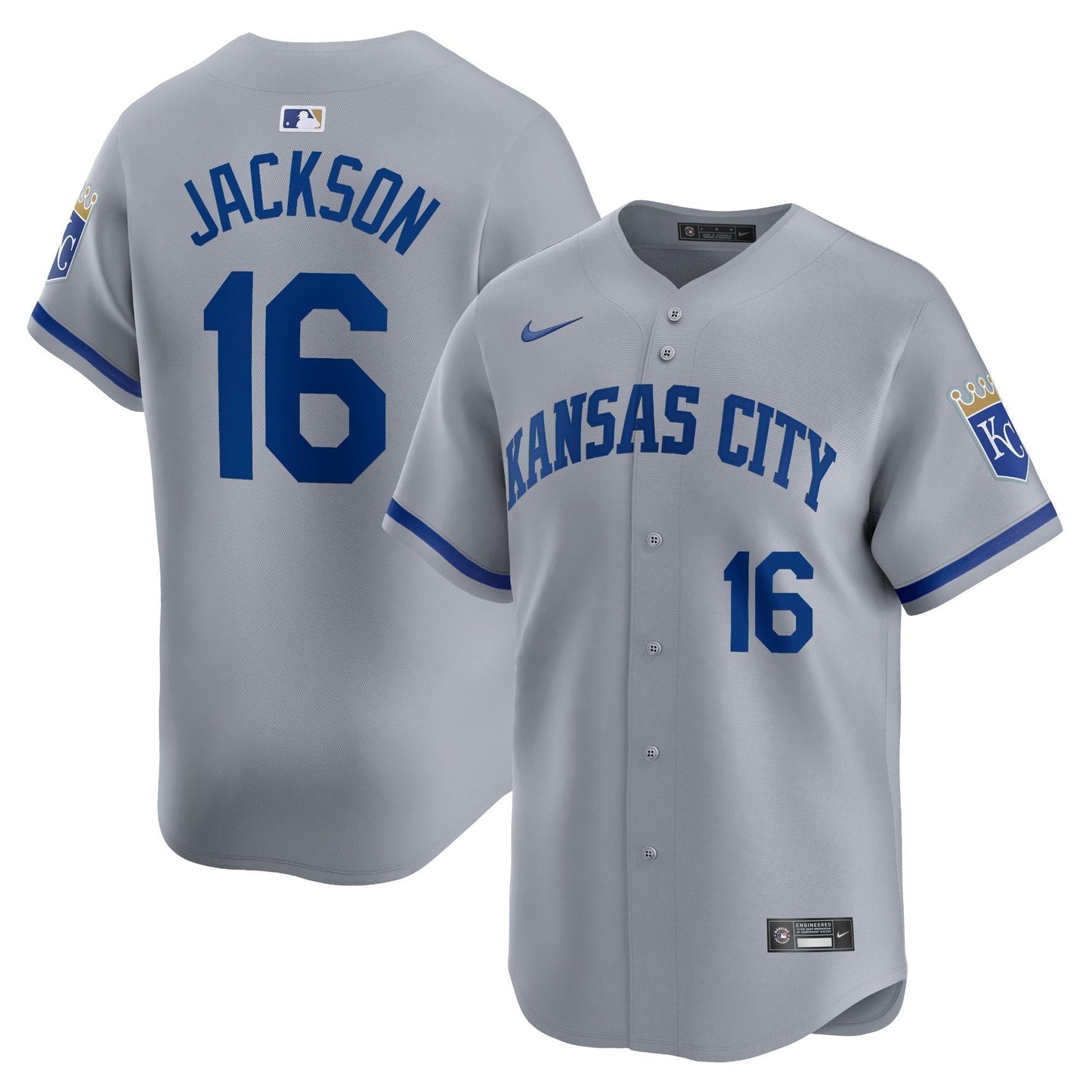 Bo Jackson Kansas City Royals Road Jersey - Gray baseball jersey product view 1