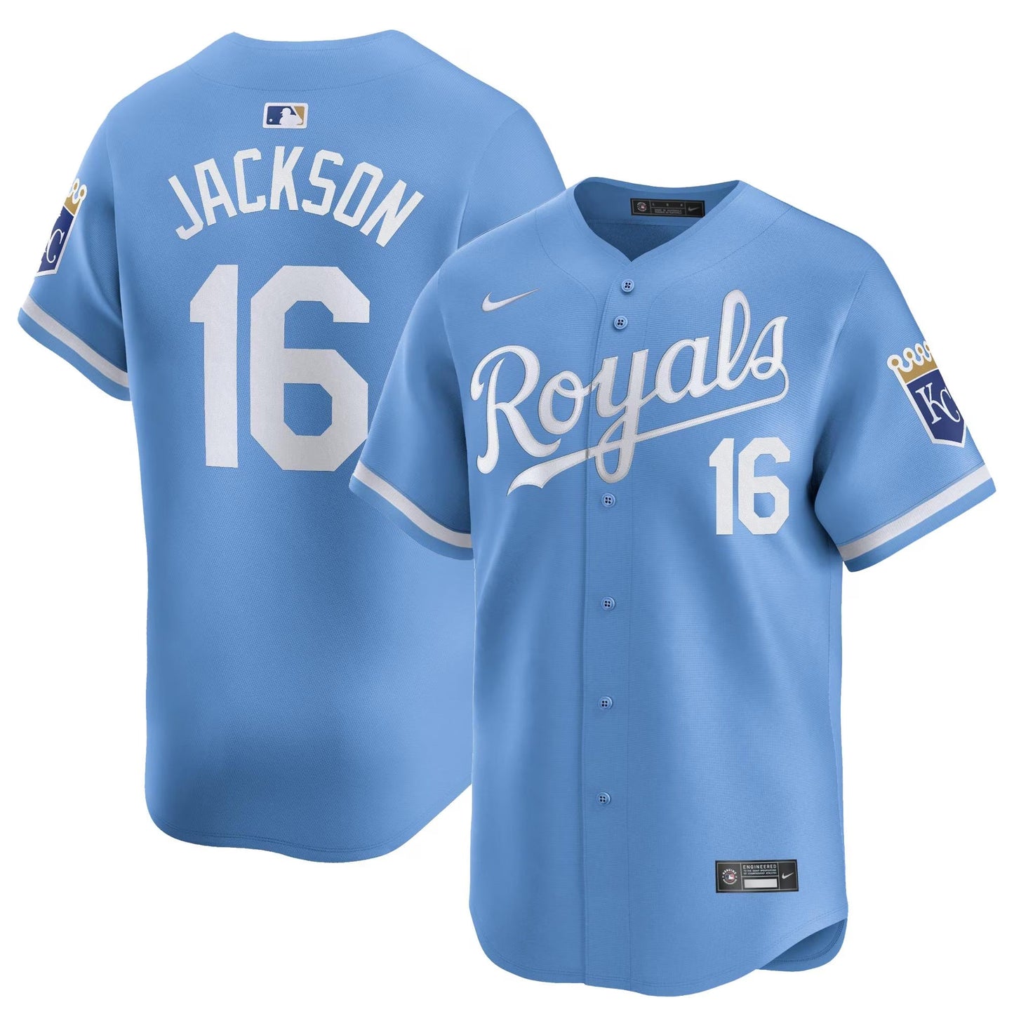 Bo Jackson Kansas City Royals Alternate Jersey - Light Blue baseball jersey product view 1