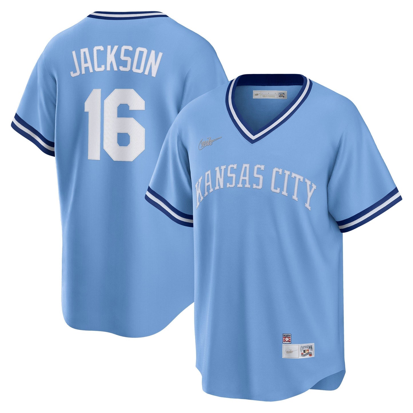 Bo Jackson Kansas City Royals Cooperstown Collection Jersey - Light Blue baseball jersey product view 1