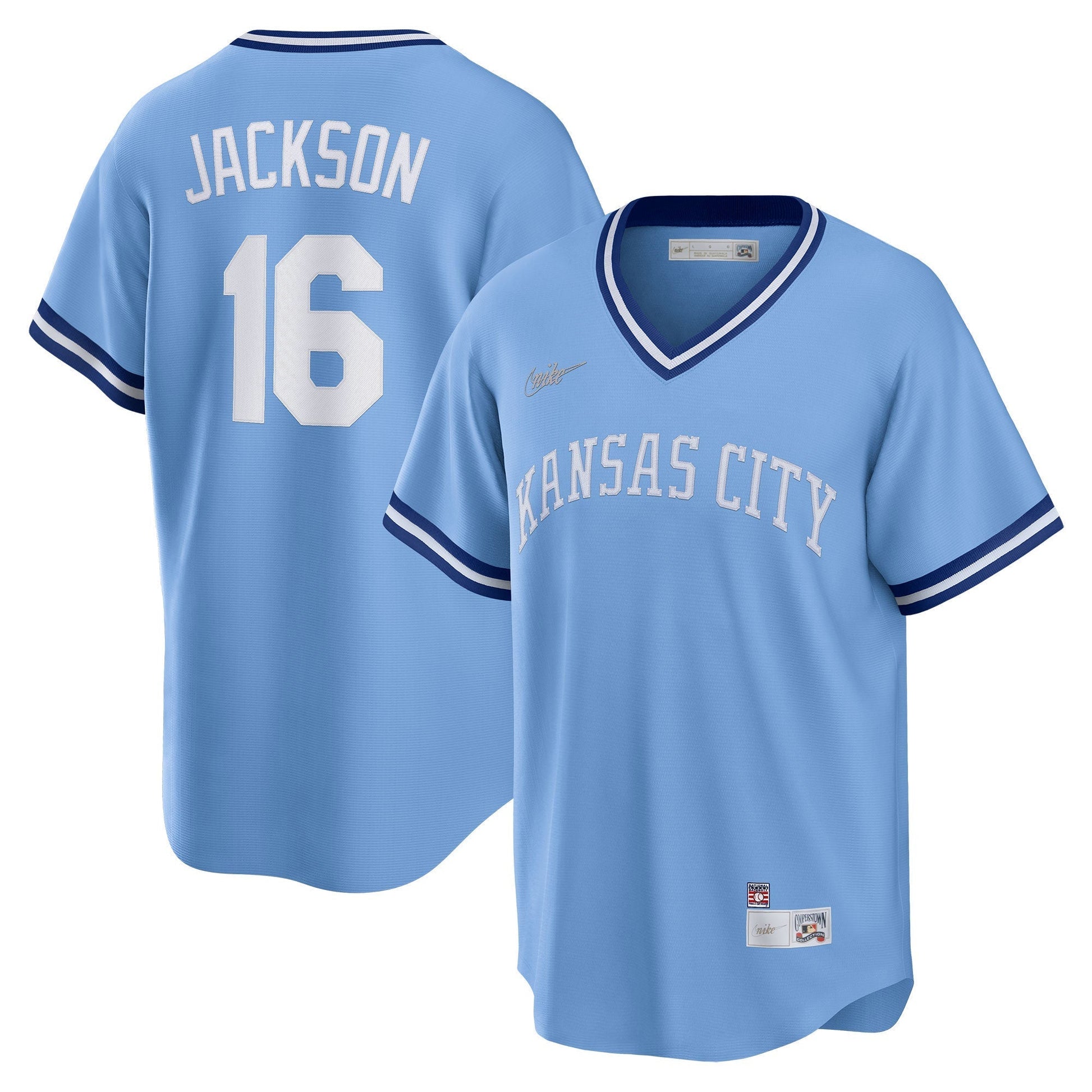 Bo Jackson Kansas City Royals Cooperstown Collection Jersey - Light Blue baseball jersey product view 1