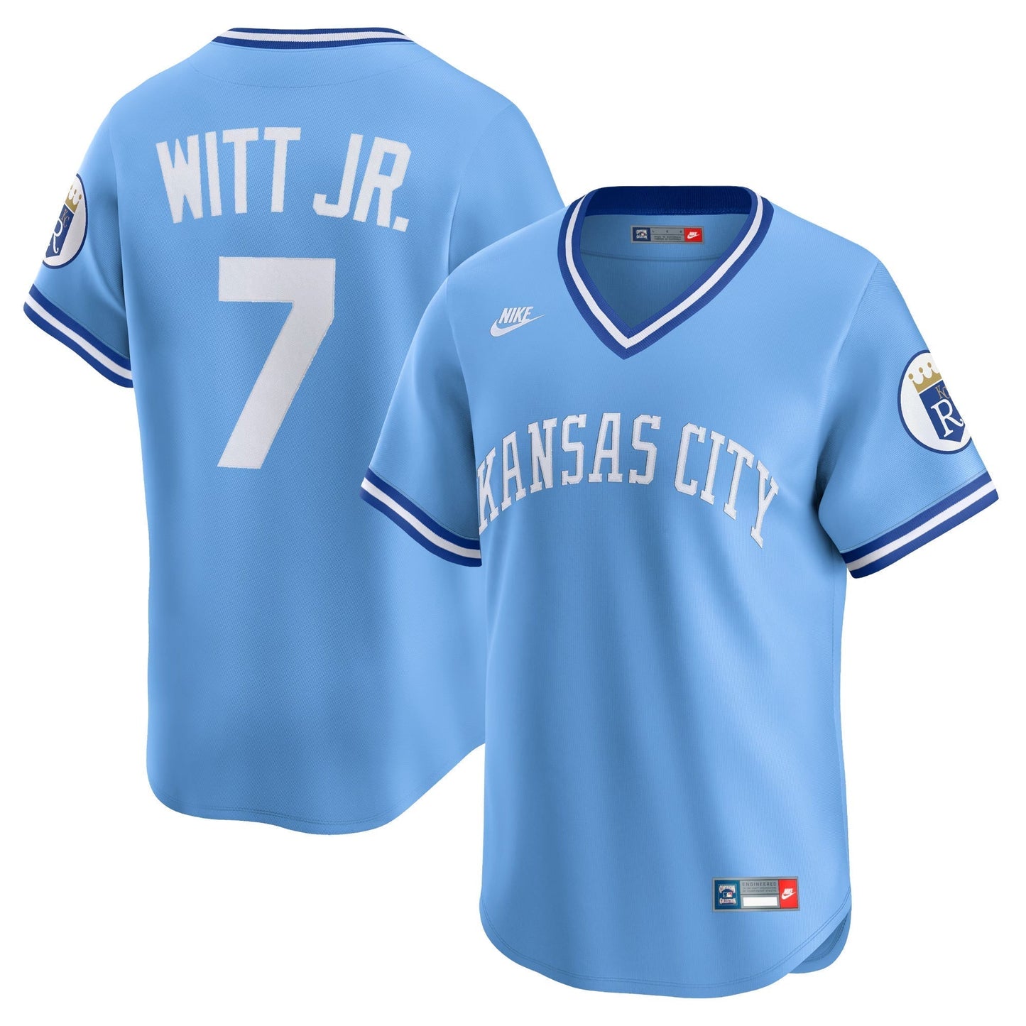 Bobby Witt Jr Kansas City Royals Cooperstown Collection Jersey - Light Blue baseball jersey product view 1