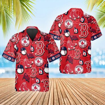 Boston Red Sox Classic Logo Collage Hawaiian Shirt Unisex T-shirt, Sweatshirt, Hoodie, Long Sleeve Tee - T-Shirt, Sweatshirt, Hoodie