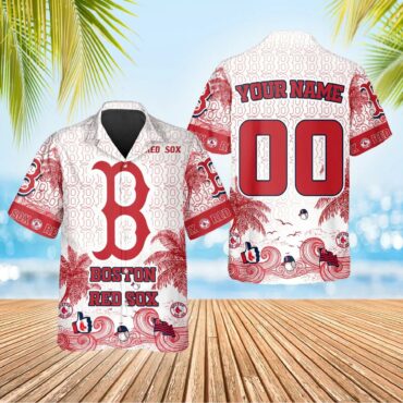 Boston Red Sox Retro Waves Hawaiian Shirt Unisex T-shirt, Sweatshirt, Hoodie, Long Sleeve Tee - T-Shirt, Sweatshirt, Hoodie