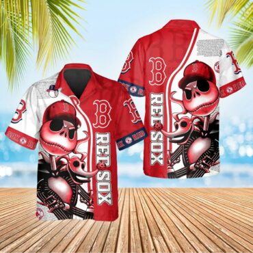 Boston Red Sox Skeleton Style Hawaiian Shirt Unisex T-shirt, Sweatshirt, Hoodie, Long Sleeve Tee - T-Shirt, Sweatshirt, Hoodie