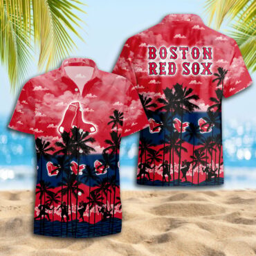 Boston Red Sox Sunset Beach Hawaiian Shirt Unisex T-shirt, Sweatshirt, Hoodie, Long Sleeve Tee - T-Shirt, Sweatshirt, Hoodie