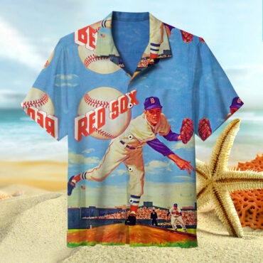 Boston Red Sox Vintage Pitcher's Hawaiian Shirt Unisex T-shirt, Sweatshirt, Hoodie, Long Sleeve Tee - T-Shirt, Sweatshirt, Hoodie