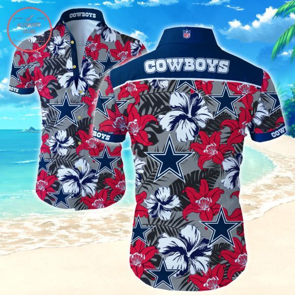 Breathtaking Red Blooms Surround Dallas Cowboys Hawaiian Shirt Unisex T-shirt, Sweatshirt, Hoodie, Long Sleeve Tee - T-Shirt, Sweatshirt, Hoodie