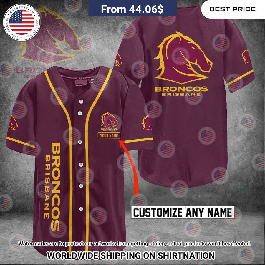 Brisbane Broncos Custom Name Baseball Jersey Unisex T-shirt, Sweatshirt, Hoodie, Long Sleeve Tee - T-Shirt, Sweatshirt, Hoodie