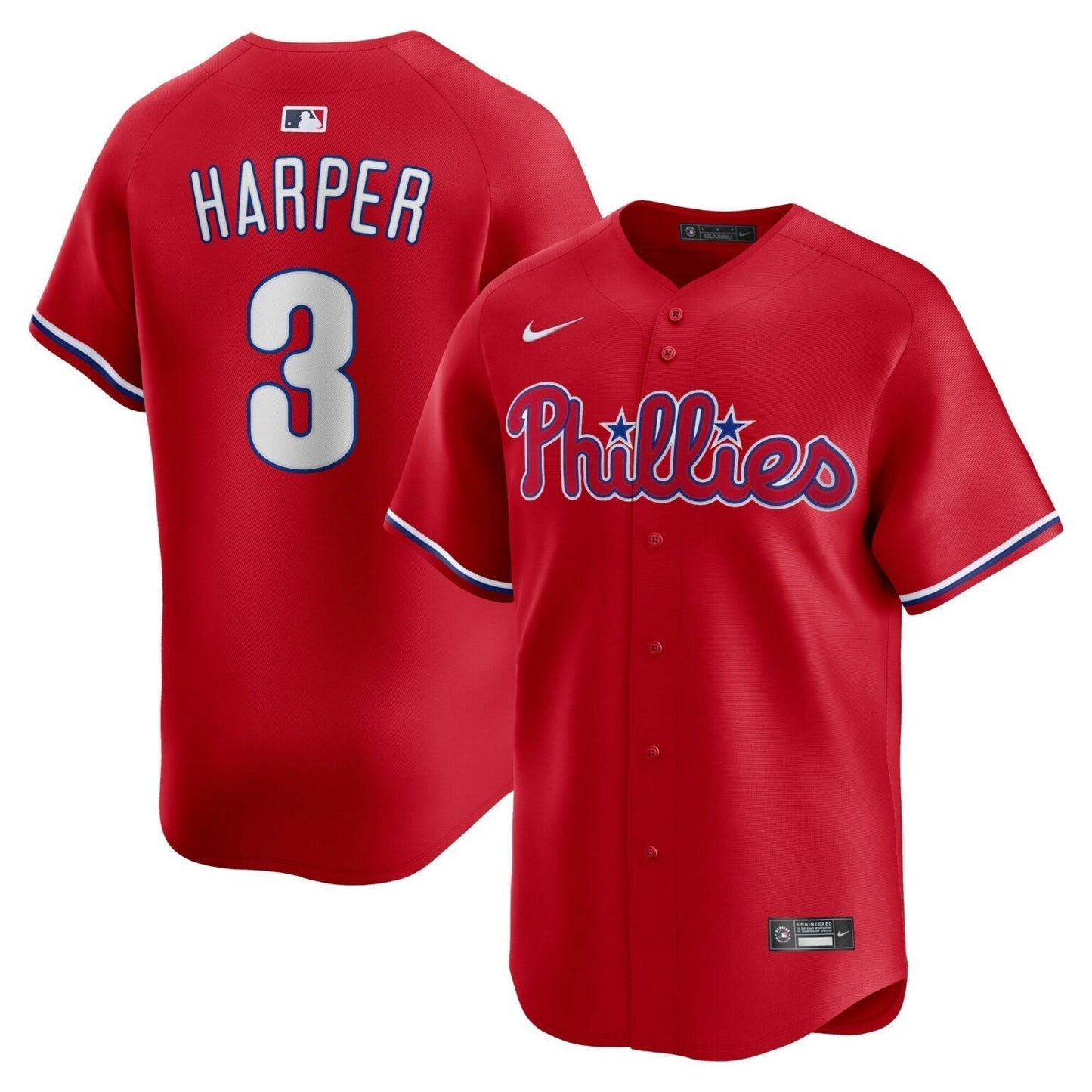 Bryce Harper Philadelphia Phillies Alternate Limited Jersey Red baseball jersey product view 1