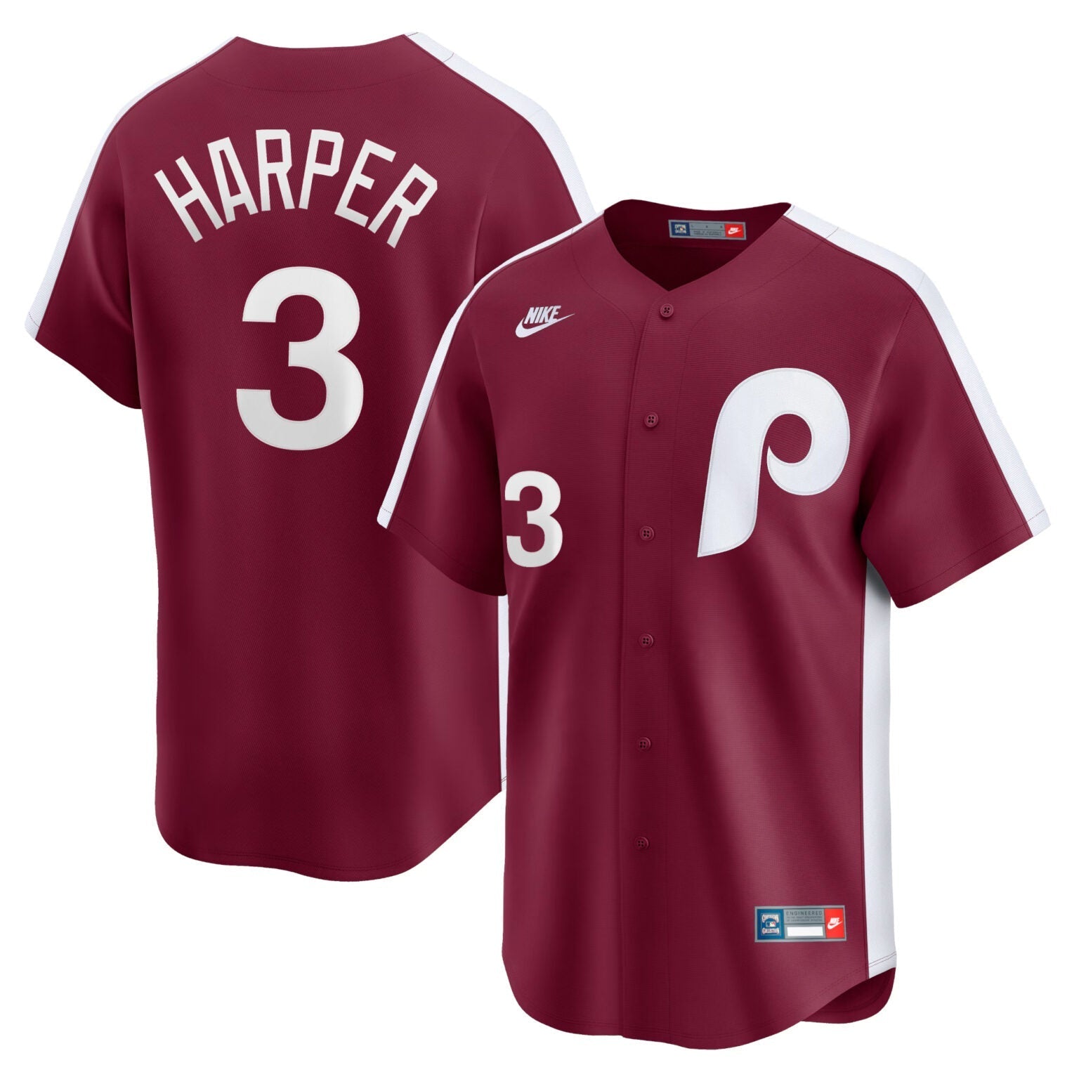 Bryce Harper Philadelphia Phillies Cooperstown Limited Jersey Red baseball jersey product view 1