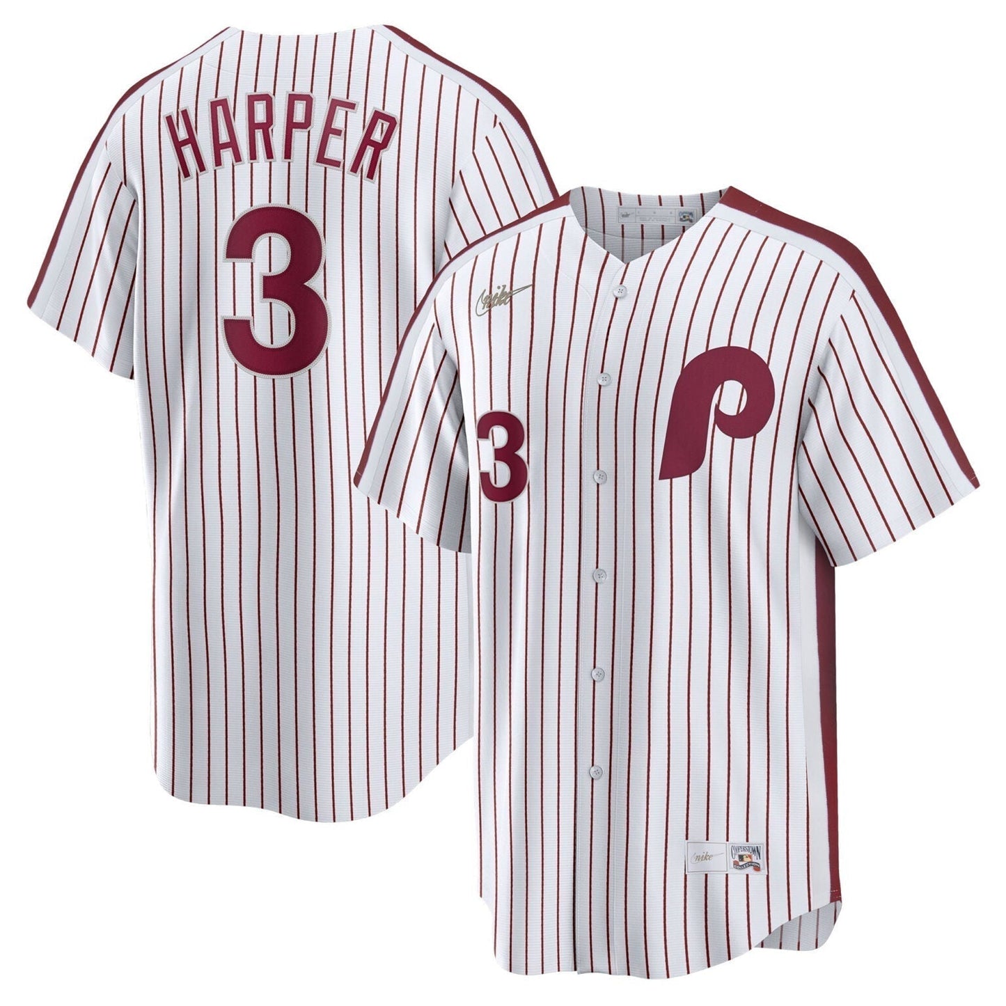 Bryce Harper Philadelphia Phillies Cooperstown Limited Jersey White baseball jersey product view 1