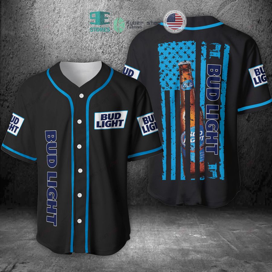 BEST Bud Light United States Flag black blue Baseball Jersey Unisex T-shirt, Sweatshirt, Hoodie, Long Sleeve Tee - T-Shirt, Sweatshirt, Hoodie