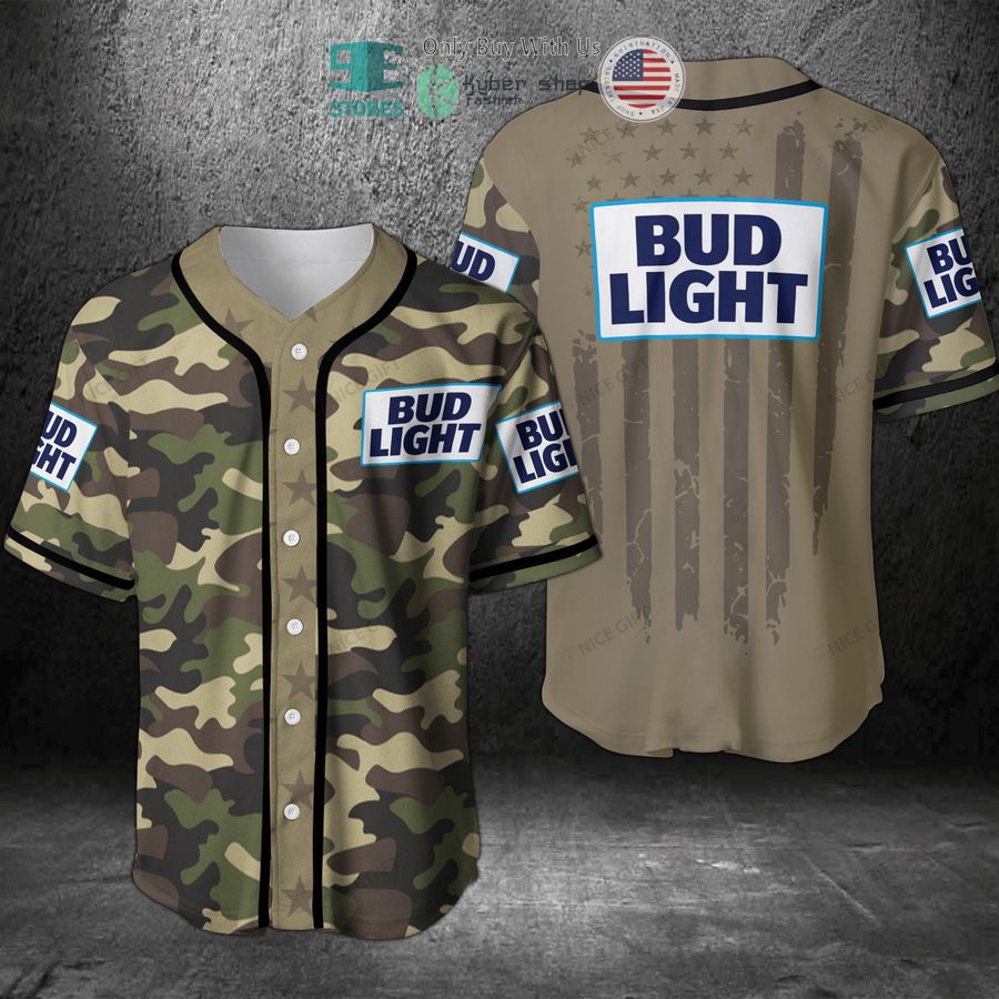 BEST Bud Light United States Flag green camo Baseball Jersey Unisex T-shirt, Sweatshirt, Hoodie, Long Sleeve Tee - T-Shirt, Sweatshirt, Hoodie