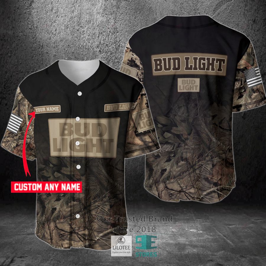 Bud Light Your Name Hunting Baseball Jersey Unisex T-shirt, Sweatshirt, Hoodie, Long Sleeve Tee - T-Shirt, Sweatshirt, Hoodie