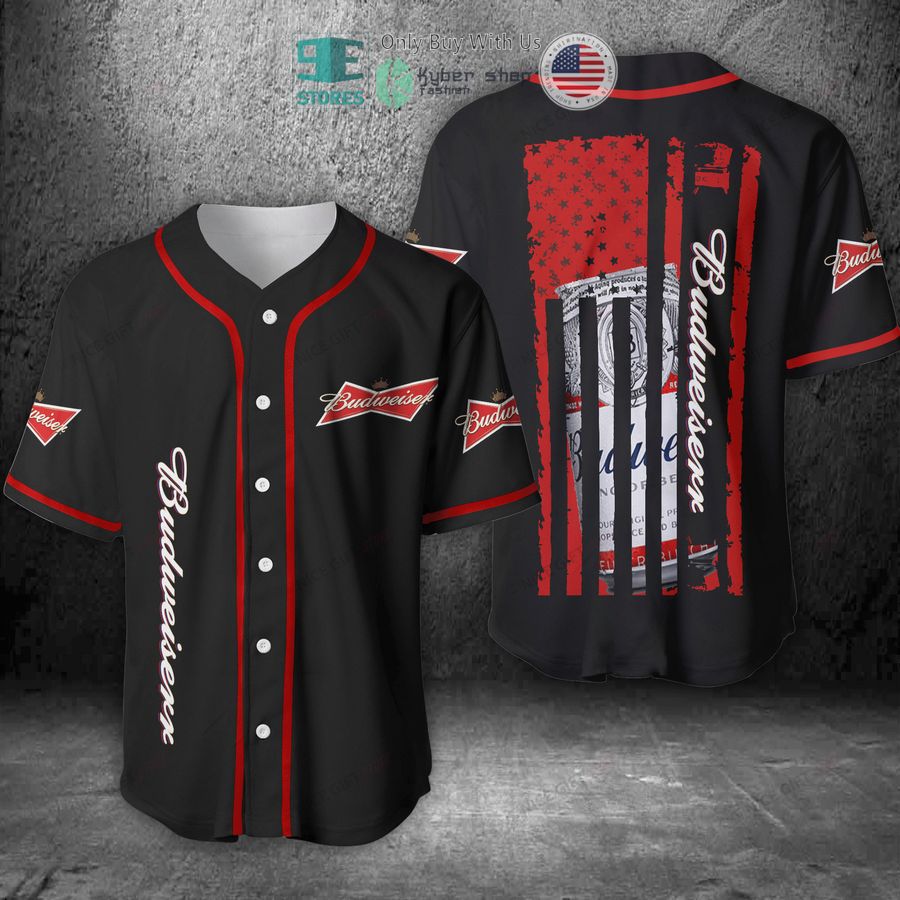 BEST Budweiser Can United States Flag black Baseball Jersey Unisex T-shirt, Sweatshirt, Hoodie, Long Sleeve Tee - T-Shirt, Sweatshirt, Hoodie