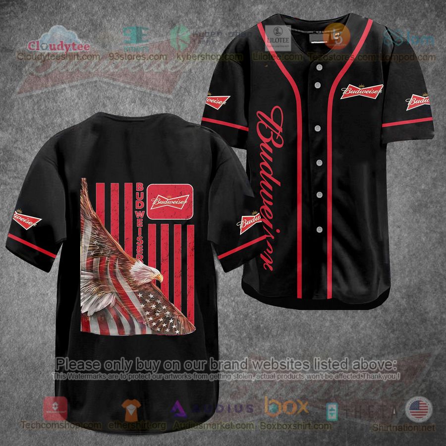 HOT Budweiser Eagle United States Flag red black Baseball Jersey Shirt Unisex T-shirt, Sweatshirt, Hoodie, Long Sleeve Tee - T-Shirt, Sweatshirt, Hoodie