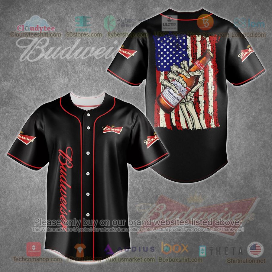 HOT Budweiser United States Flag Baseball Jersey Shirt Unisex T-shirt, Sweatshirt, Hoodie, Long Sleeve Tee - T-Shirt, Sweatshirt, Hoodie