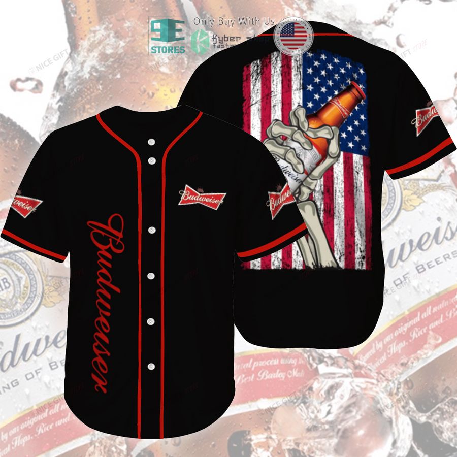 BEST Budweiser United States Flag black Baseball Jersey Unisex T-shirt, Sweatshirt, Hoodie, Long Sleeve Tee - T-Shirt, Sweatshirt, Hoodie