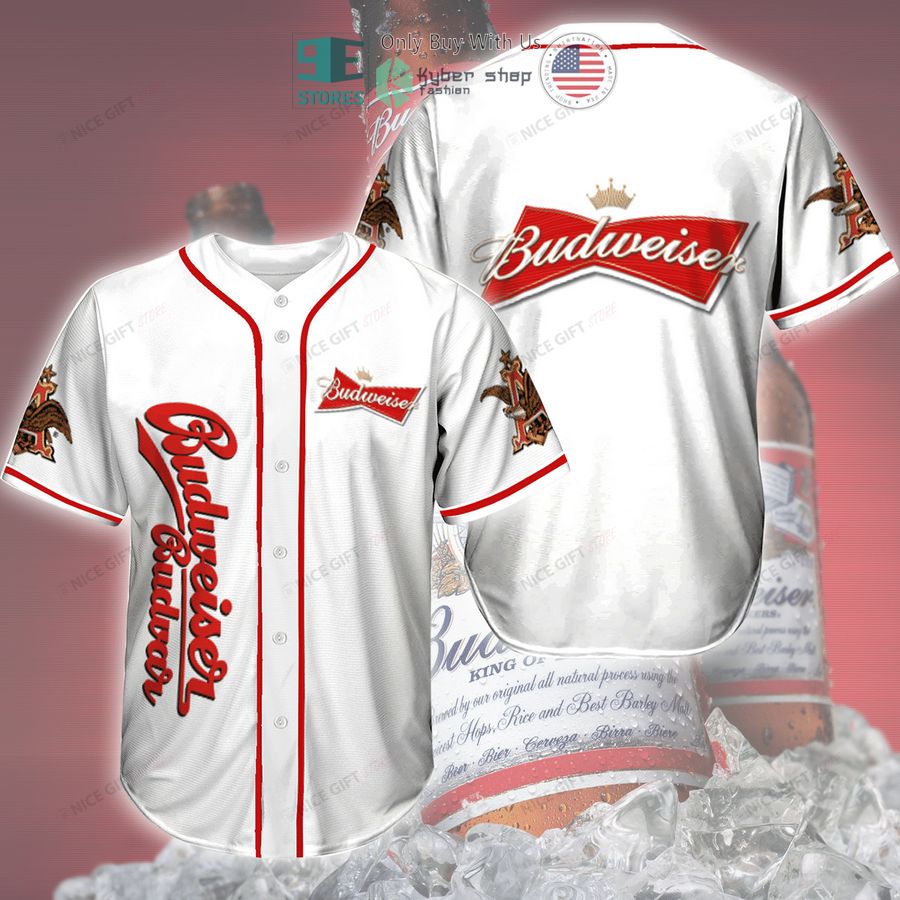 BEST Budweiser white Baseball Jersey Unisex T-shirt, Sweatshirt, Hoodie, Long Sleeve Tee - T-Shirt, Sweatshirt, Hoodie
