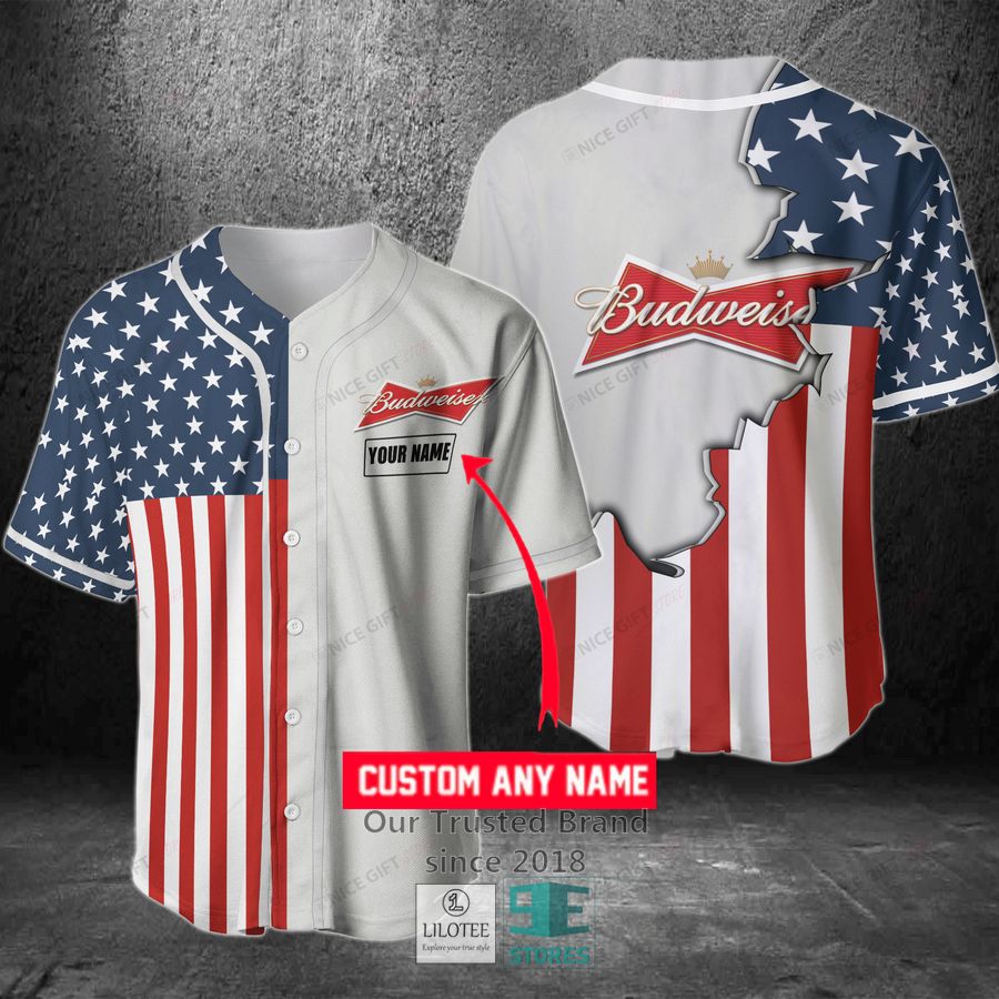 Budweiser Your Name Baseball Jersey Unisex T-shirt, Sweatshirt, Hoodie, Long Sleeve Tee - T-Shirt, Sweatshirt, Hoodie