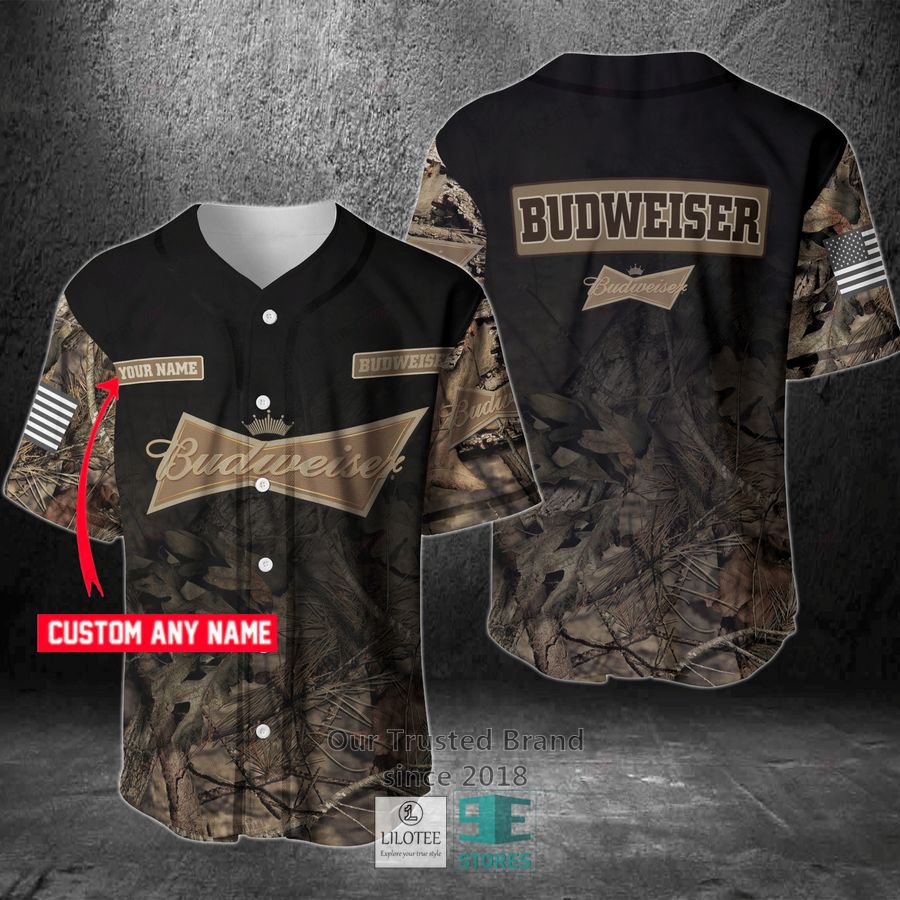 Budweiser Your Name Hunting Baseball Jersey Unisex T-shirt, Sweatshirt, Hoodie, Long Sleeve Tee - T-Shirt, Sweatshirt, Hoodie