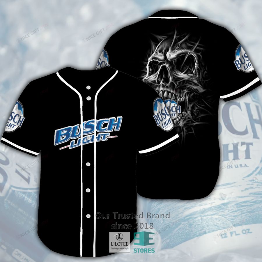 Busch Light Skull Baseball Jersey Unisex T-shirt, Sweatshirt, Hoodie, Long Sleeve Tee - T-Shirt, Sweatshirt, Hoodie