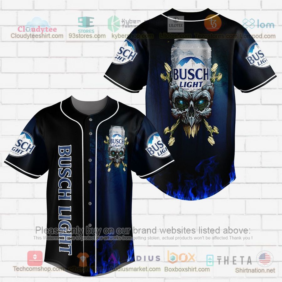HOT Busch Light skull head Baseball Jersey Shirt Unisex T-shirt, Sweatshirt, Hoodie, Long Sleeve Tee - T-Shirt, Sweatshirt, Hoodie