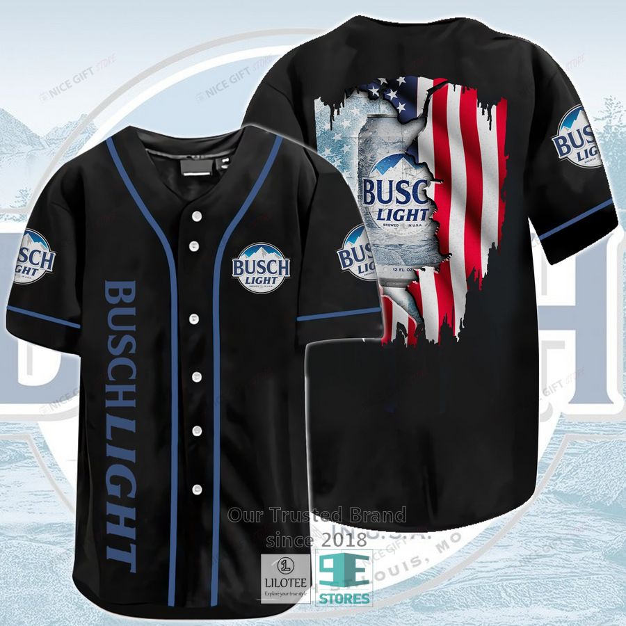 Busch Light US Flag Black Baseball Jersey Unisex T-shirt, Sweatshirt, Hoodie, Long Sleeve Tee - T-Shirt, Sweatshirt, Hoodie