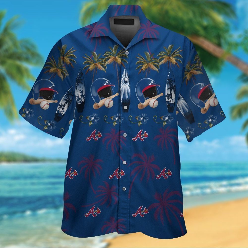 Button Up Short Sleeve Atlanta Braves Tropical Hawaiian Shirt Unisex T-shirt, Sweatshirt, Hoodie, Long Sleeve Tee - T-Shirt, Sweatshirt, Hoodie