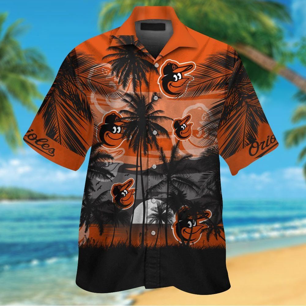 Button Up Short Sleeve Baltimore Orioles Tropical Hawaiian Shirt Unisex T-shirt, Sweatshirt, Hoodie, Long Sleeve Tee - T-Shirt, Sweatshirt, Hoodie