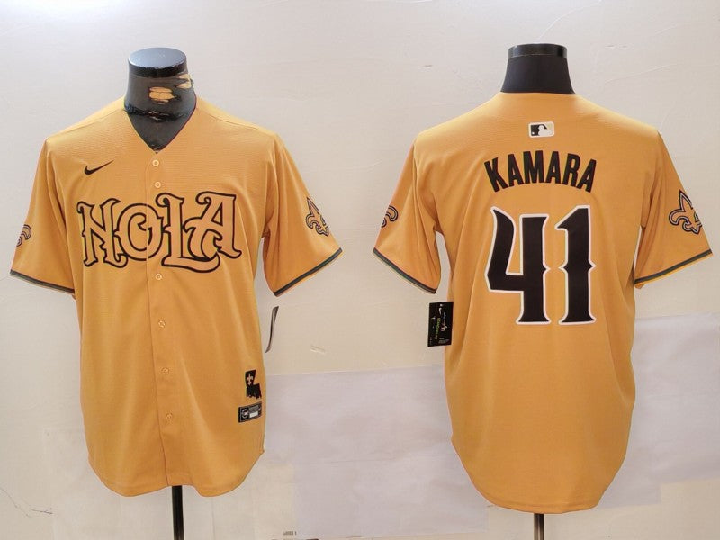 Men's New Orleans Saints Alvin Kamara Yellow Game Player Jersey football jersey product view 1