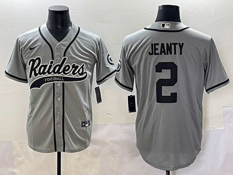 Men's Las Vegas Raiders Ashton Jeanty #2 Gray Player Jersey football jersey product view 1