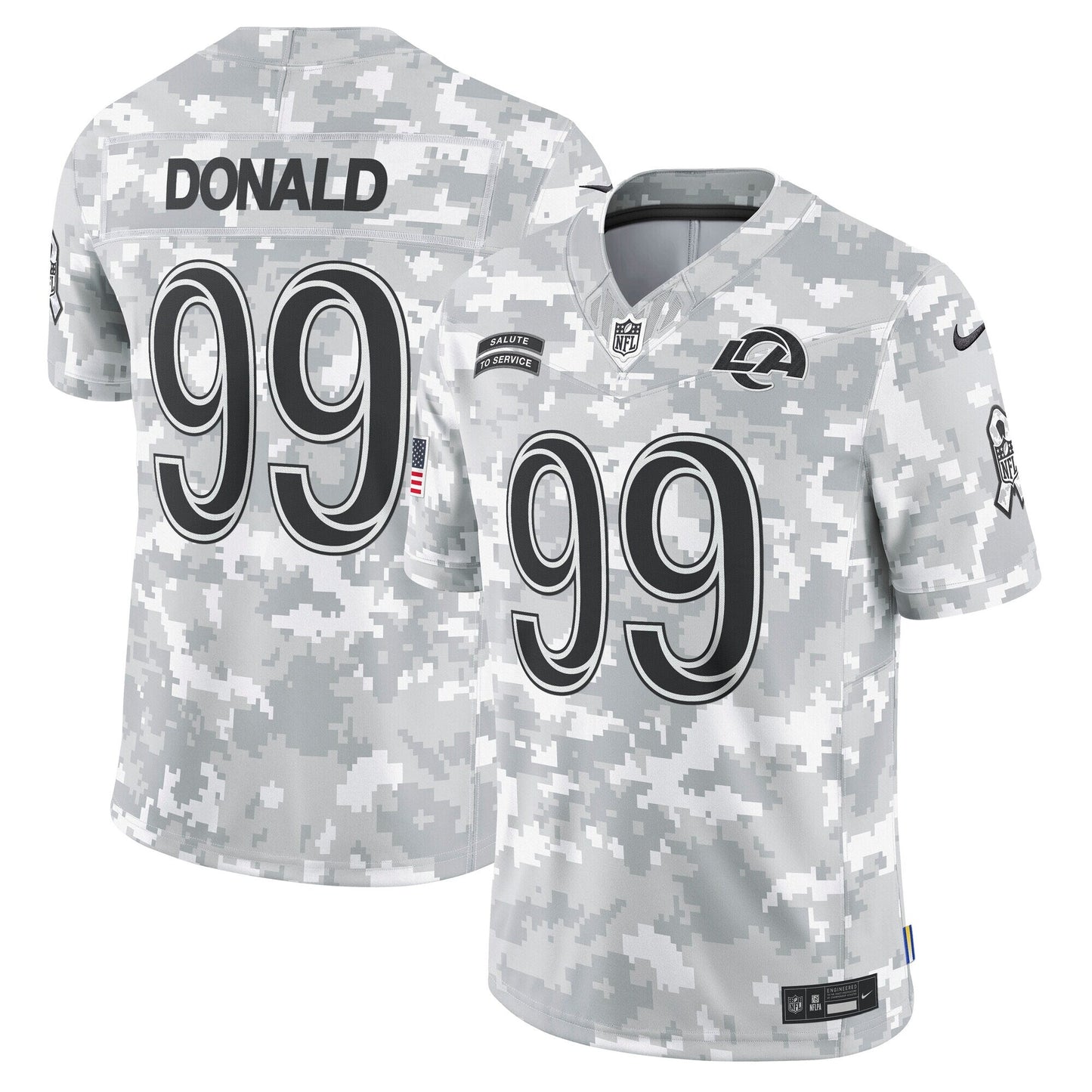 Aaron Donald Los Angeles Rams 2024 Salute to Service Retired Limited Jersey - Arctic Camo football jersey product view 1