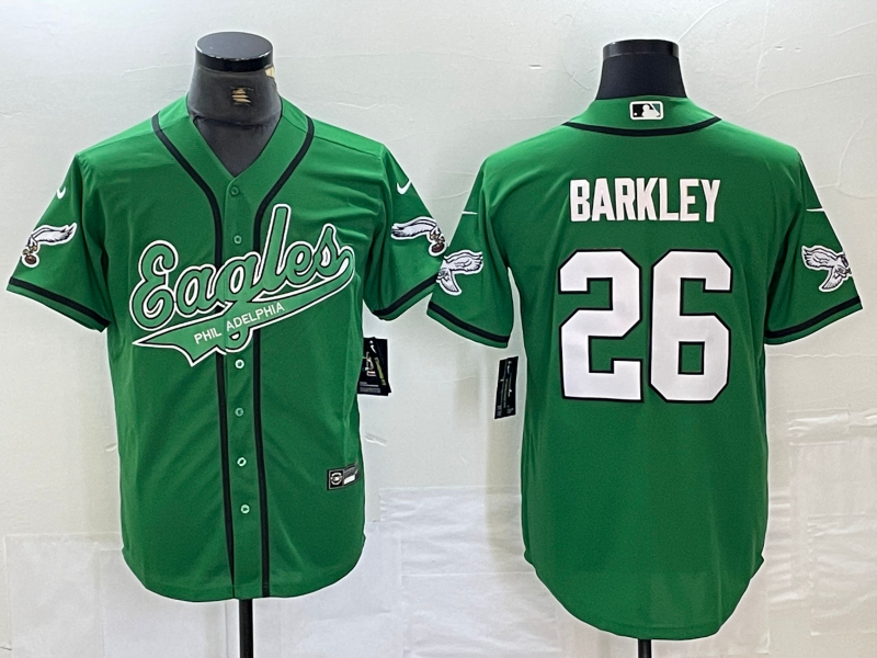 Men's Philadelphia Eagles Saquon Barkley Kelly Green Game Jersey Joint Edition football jersey product view 1