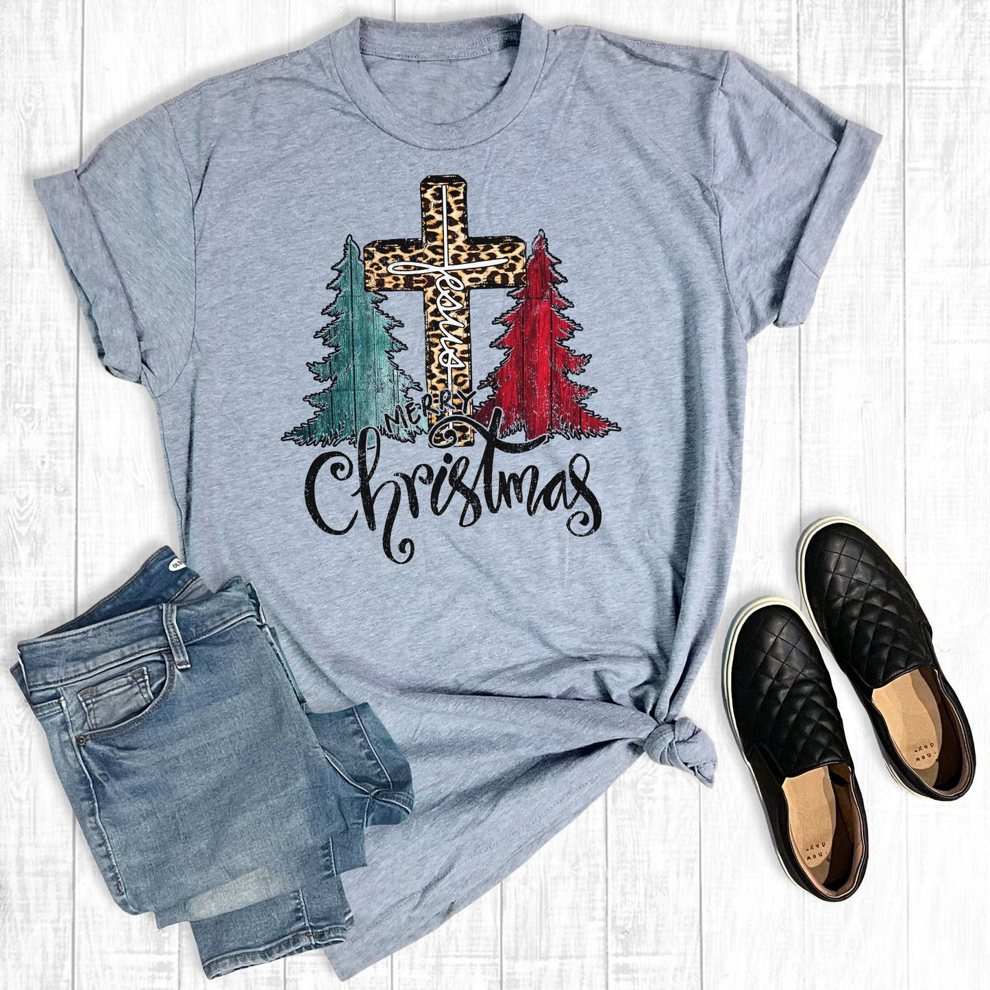 Leopard Merry Christmas Jesus Unisex T-shirt, Sweatshirt, Hoodie, Long Sleeve Tee - T-Shirt, Sweatshirt, Hoodie