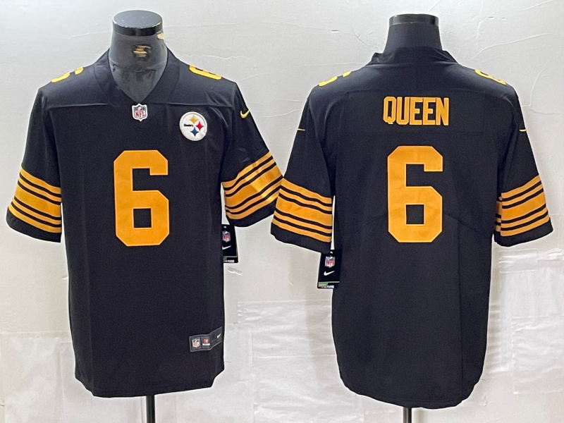 Men's Pittsburgh Steelers Patrick Queen Black Game Player Jersey football jersey product view 1