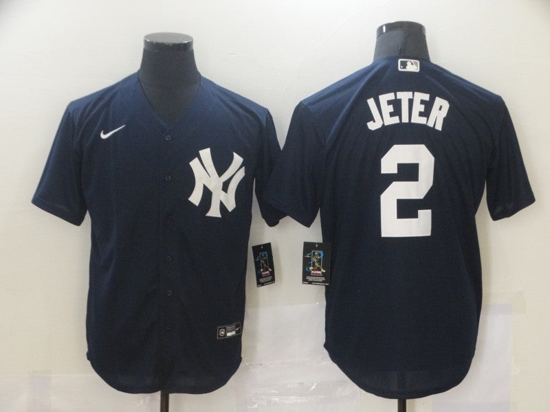 Men's New York Yankees Derek Jeter Navy Replica Baseball Jersey baseball jersey product view 1