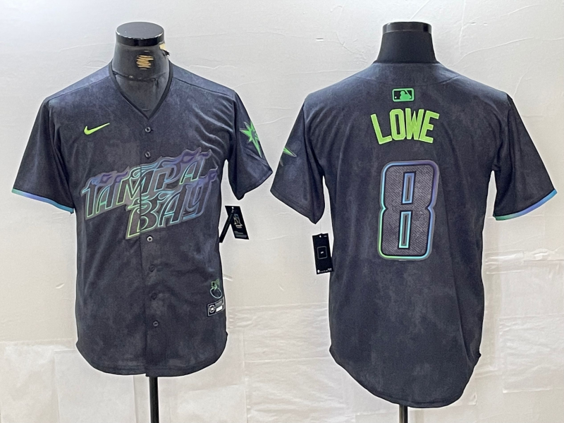 Men's Tampa Bay Rays Brandon Lowe #8 Charcoal 2024 City Connect Limited Player Jersey1 baseball jersey product view 1