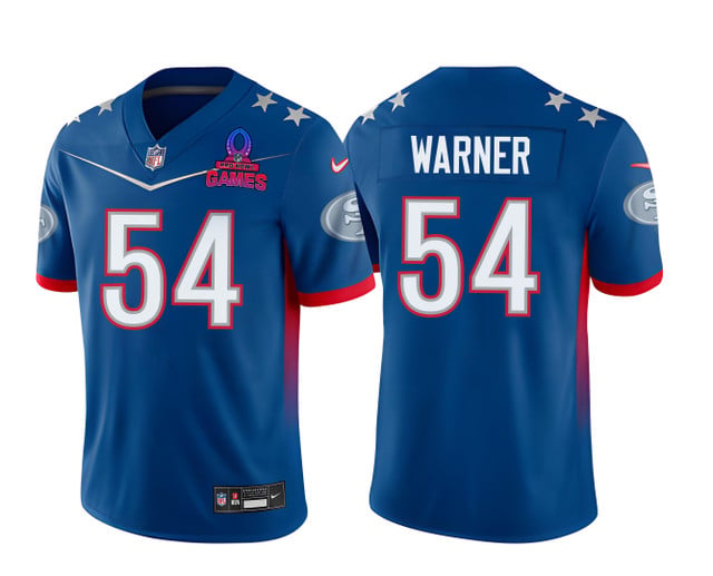 Fred Warner 54 49Ers Pro Bowl 2023 Patch Men Jersey - Blue football jersey product view 1
