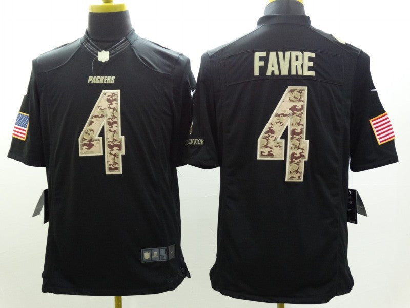 Men's Green Bay Packers Brett Favre #4 Black Game Jersey1 football jersey product view 1