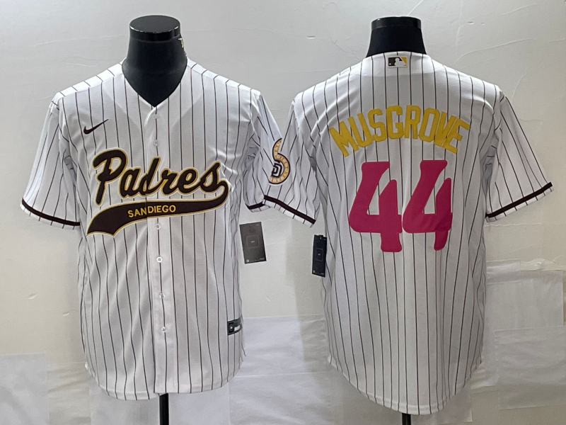 Men's San Diego Padres Joe Musgrove #44 White Replica Player Jersey1 Joint Edition baseball jersey product view 1