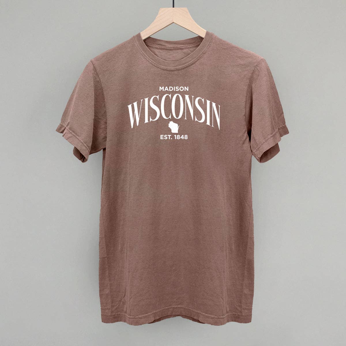 Wisconsin Est. 1848 (White) Unisex T-shirt, Sweatshirt, Hoodie, Long Sleeve Tee - T-Shirt, Sweatshirt, Hoodie