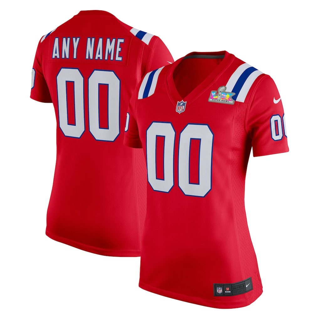 Women's New England Patriots Red Super Bowl LX Patch Custom Game Jersey football jersey product view 3