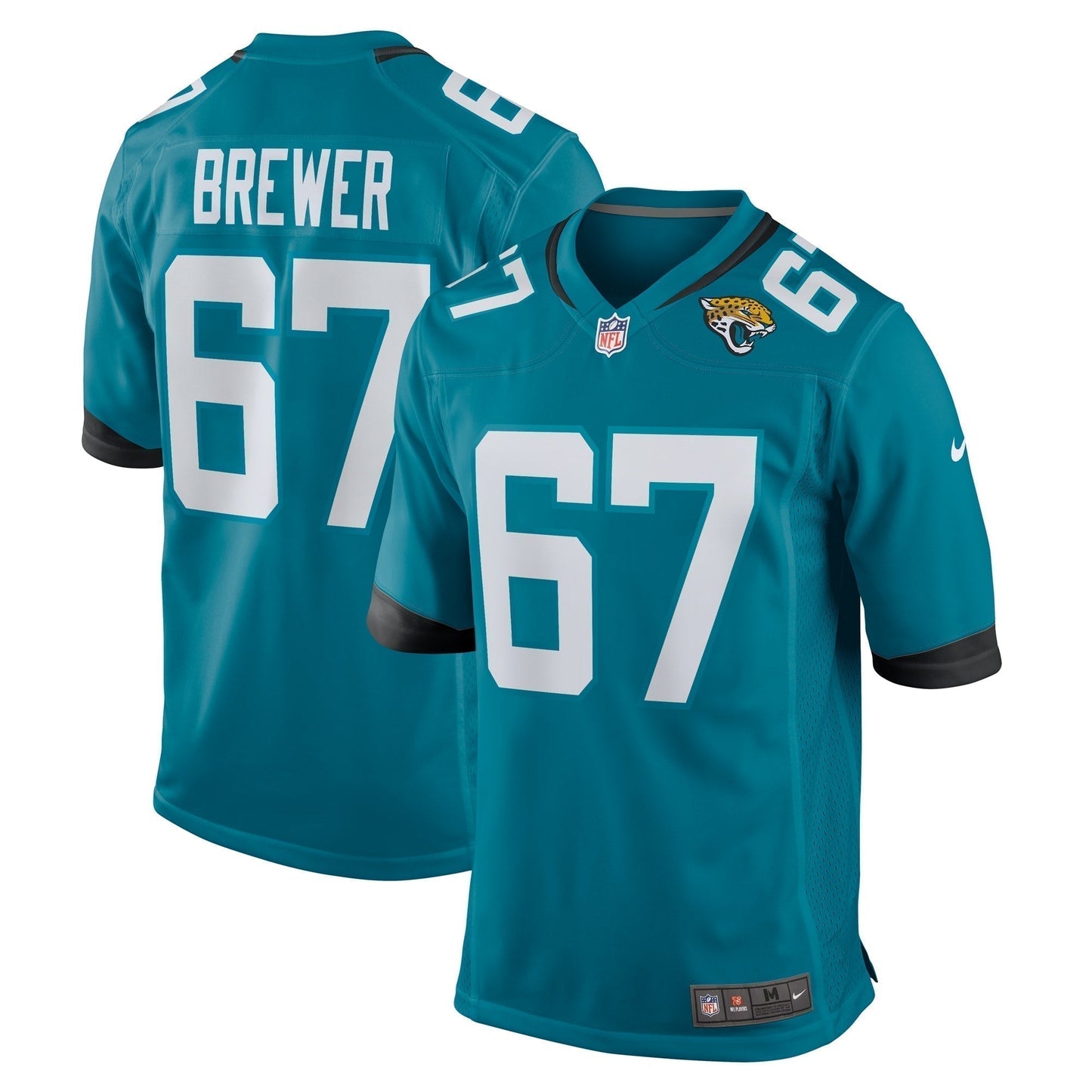 Chandler Brewer Jacksonville Jaguars Game Jersey - Teal football jersey product view 1